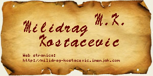 Milidrag Kostačević vizit kartica